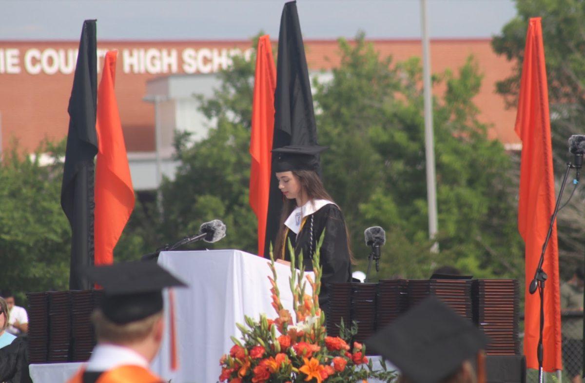 DCHS War Eagle Speaker, Ashley Tatem, gives the final student-made speech at the Graduation for the Class of 2022.