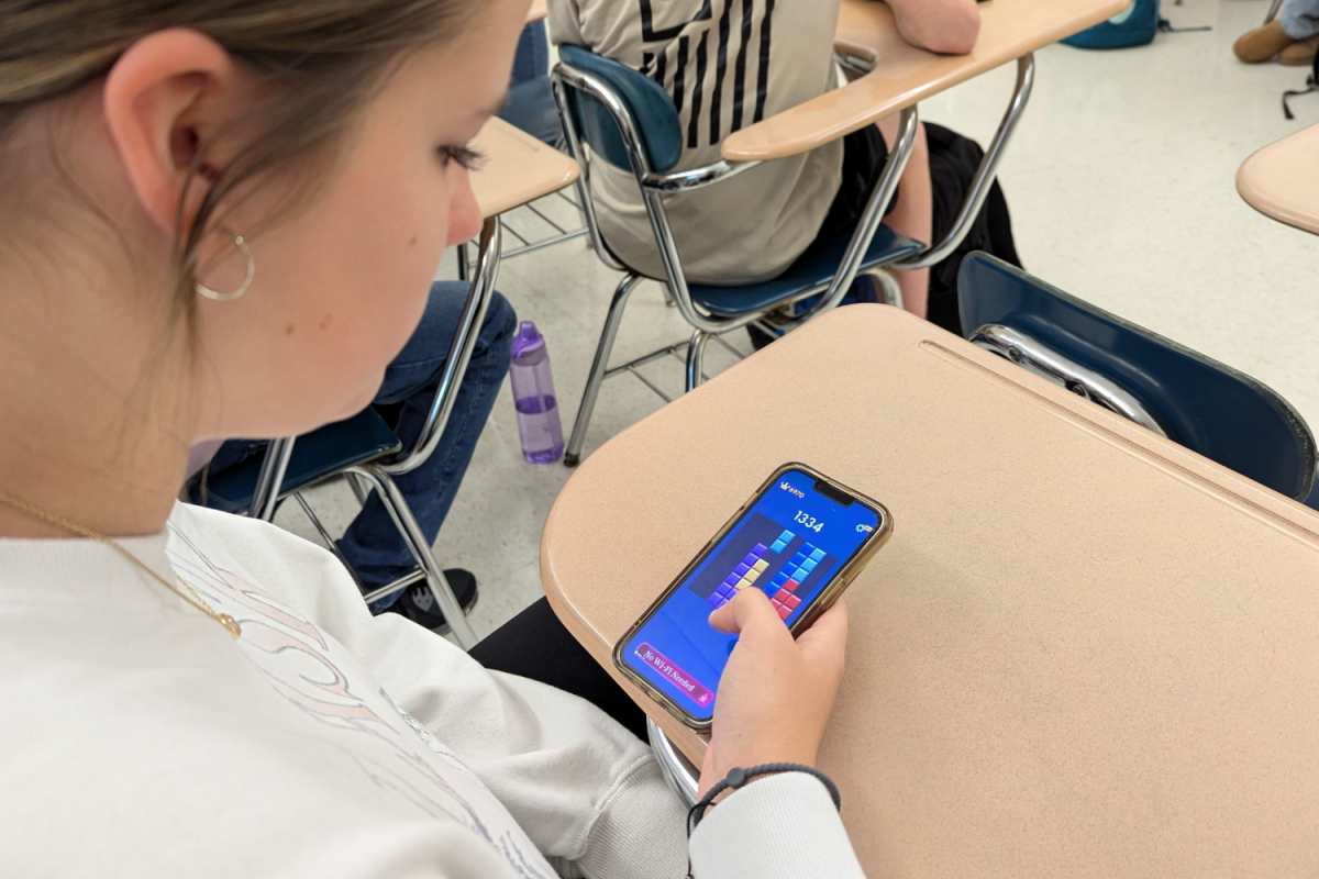 Sophomore Alyssa Hinson plays a round of "Block Blast" during Flex Time.