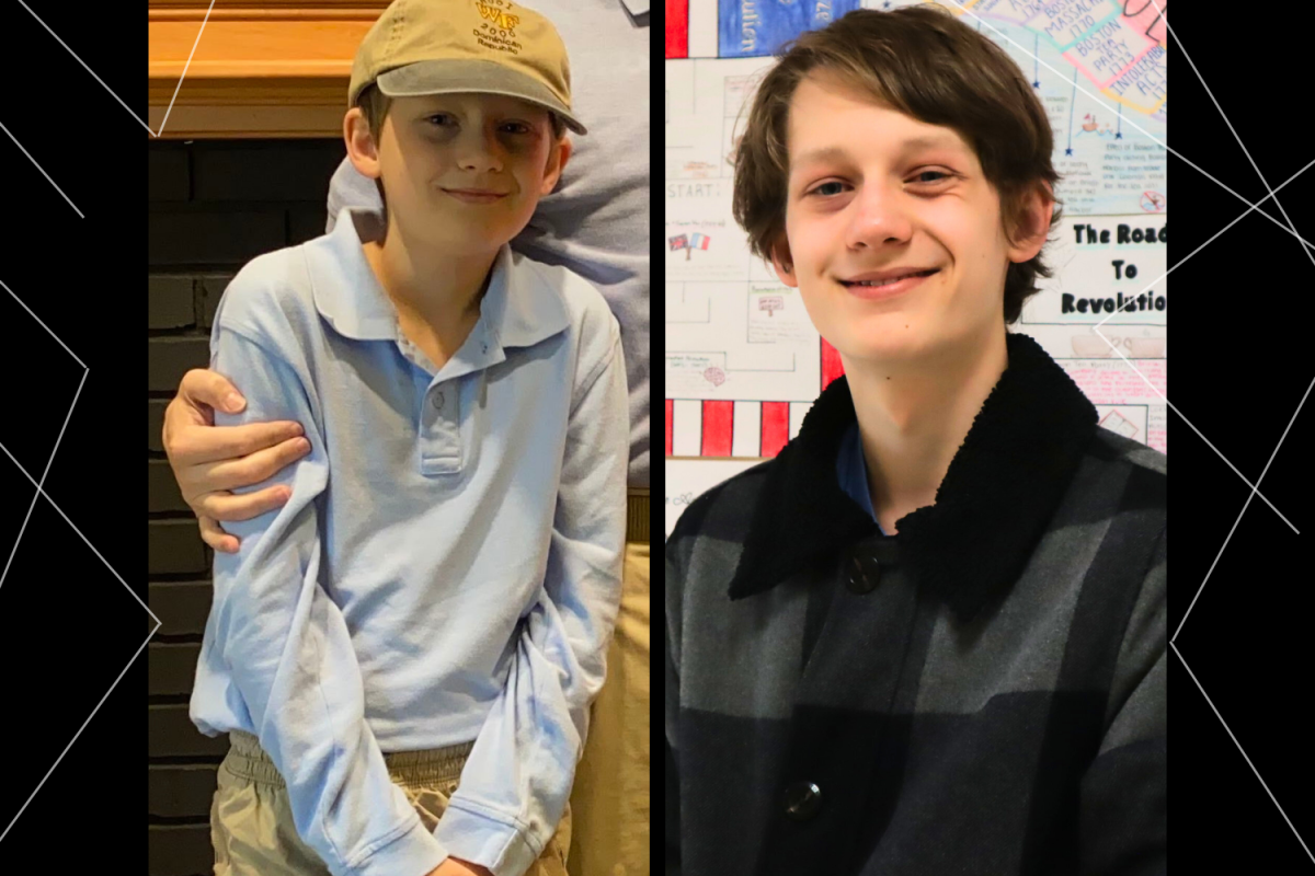 (Left to right) Grady Smith poses for a picture during the COVID pandemic and five years later.