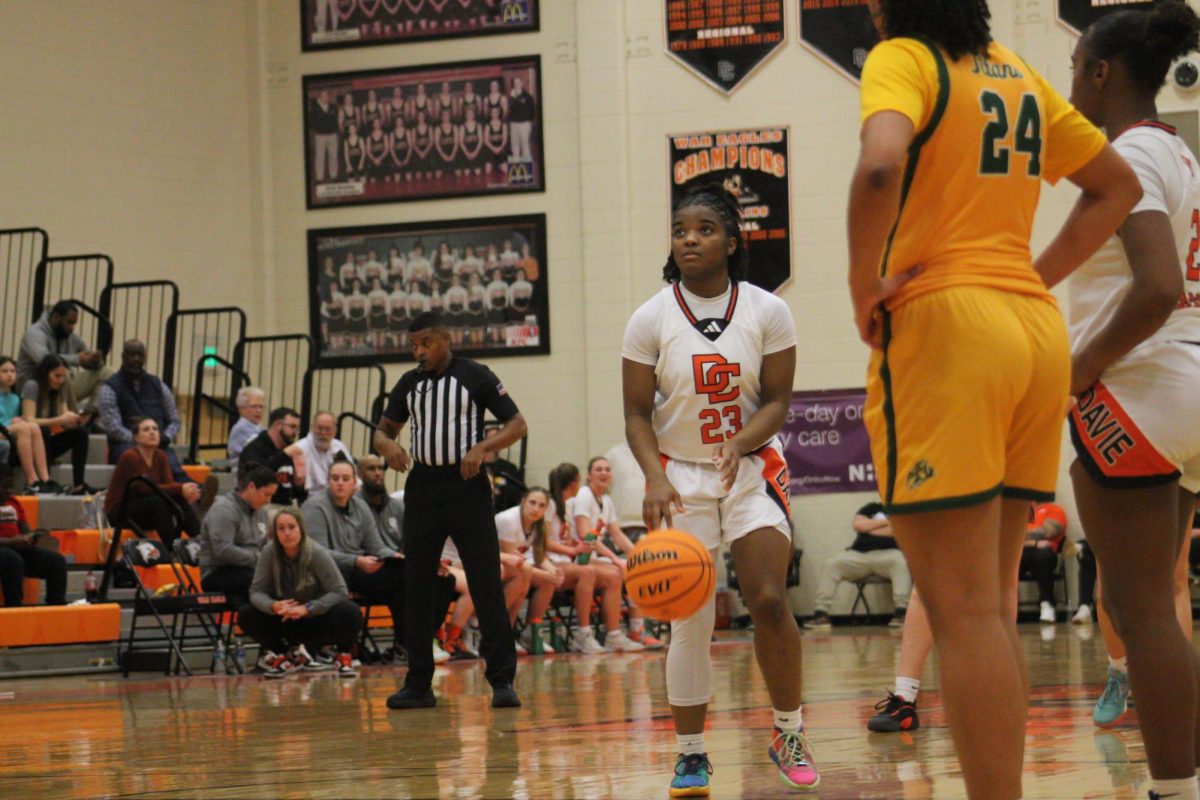 Junior Makenzie Gentry lines up for a free throw shot.