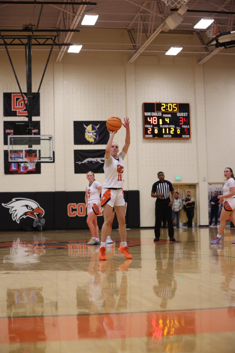 Sophomore Leah Burleyson shoots at the free throw line after being fouled on.