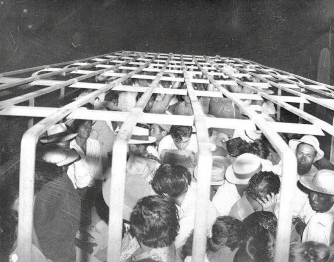 As part of Operation Wetback, Mexican immigrants were packed into trucks during their transportation. | Image by U.S. Border Patrol Museum (Public Domain)