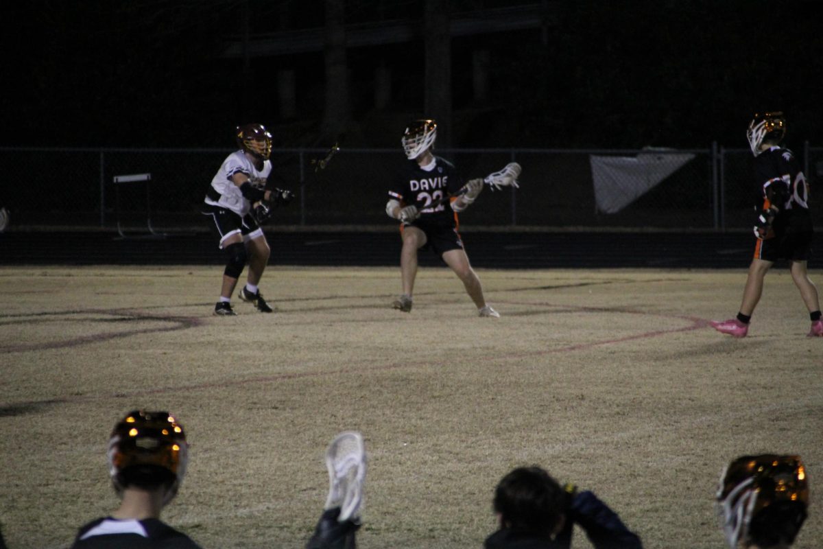 Senior Jack Pisciotta creates offensive motion trying to create a lane allowing him to drive to goal. 