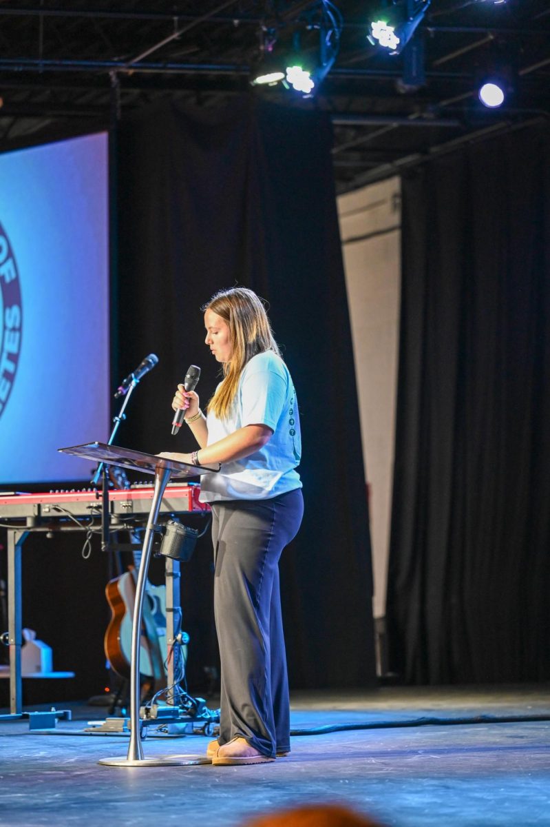 Sophia McMurray shares her testimony  at the event. 