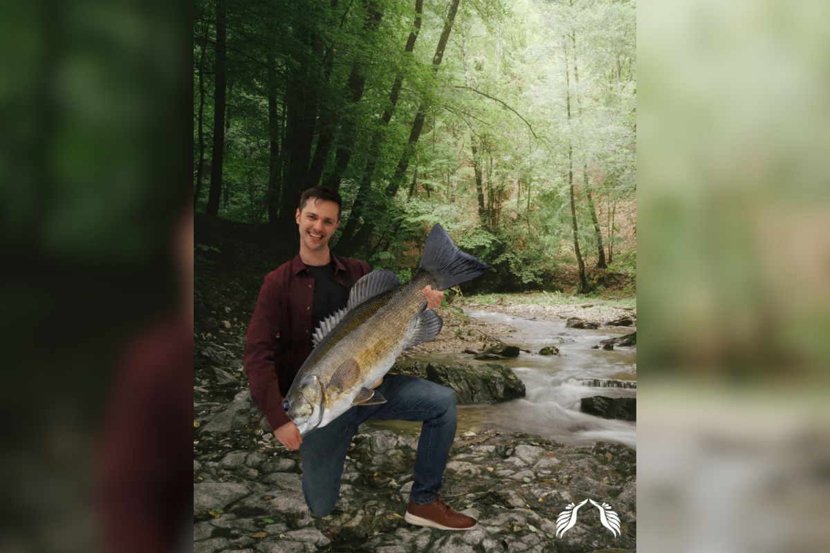 English teacher Matt Barker in his new home at a Davie County Creek.