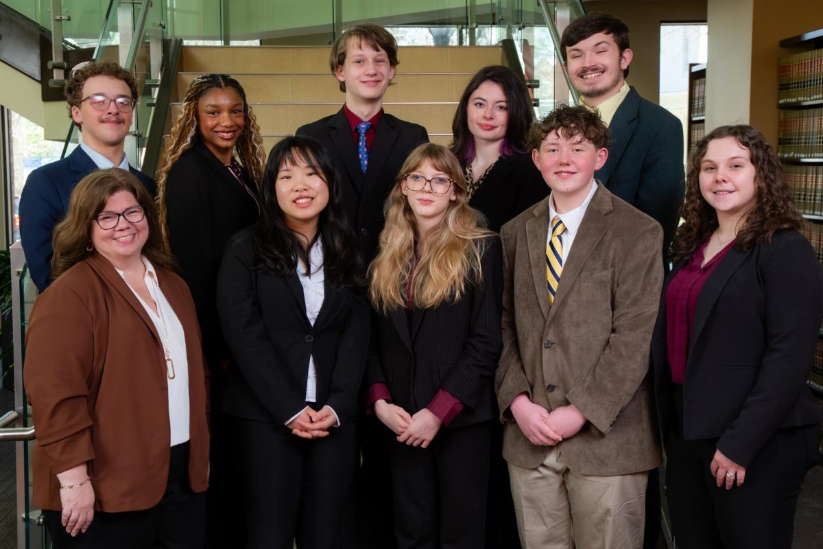 Members of Davie's Mock Trial team pose with their advisors ahead of their participation in the state competition. | Photo courtesy Tani Caudle.