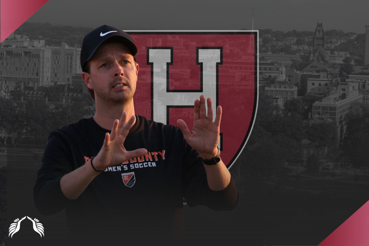Ferebee's official signing poster for Harvard University Track. The science teacher recently made a splash with his appearance on a student's viral TikTok.