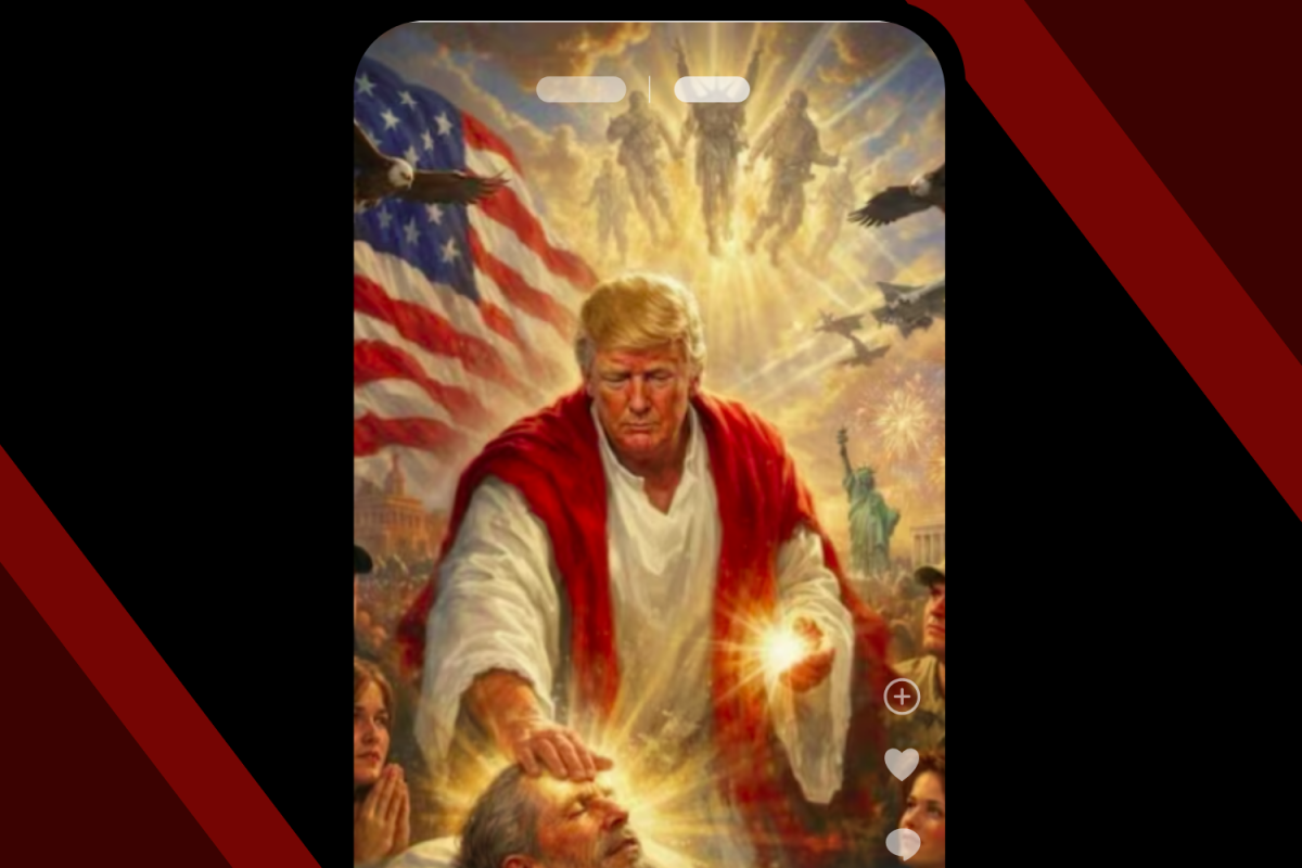 Both the official accounts for The White House and President Donald Trump have shared a litany of A.I.-generated images and inflammatory messages throughout his second term. These messages raise serious concerns about the ethical standards of sharing information through official government channels. | Graphic by Anonymous via Canva.com
